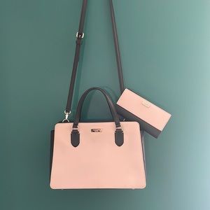 Nude and Black Kate Spade purse and matching wallet in like new condition
